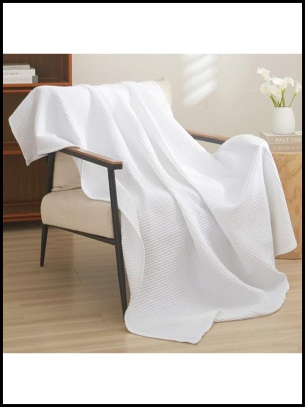 100% Cotton Waffle Weave Throw Blanket 50x60 Lightweight Cozy Soft Breathable